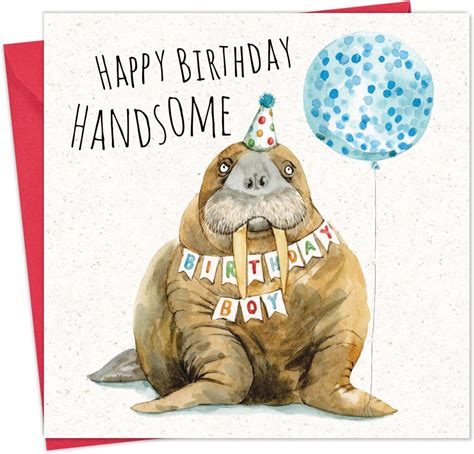 Twizler Funny Birthday Card Walrus Funny Card For Men Happy