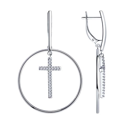 Серьги из серебра с фианитами SOKOLOV - купить в официальном интернет ...