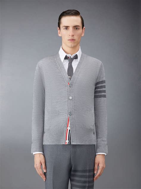 Wool Bar V Neck Cardigan Thom Browne