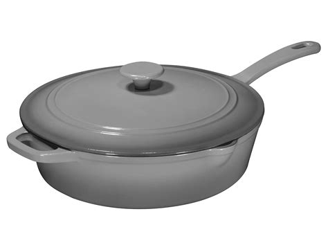 Bruntmor Qt Grey Enameled Cast Iron Deep Fry Pan Skillet With Lid