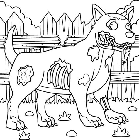 Zombie Dog Coloring Page for Kids 36325643 Vector Art at Vecteezy