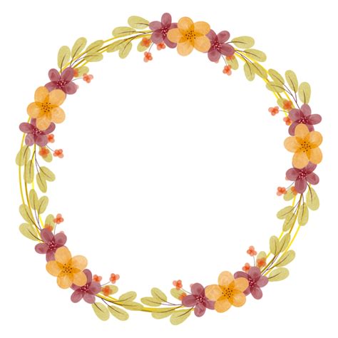 Cute Rustic Flower Wreath With Watercolor Handpainted Style Cute