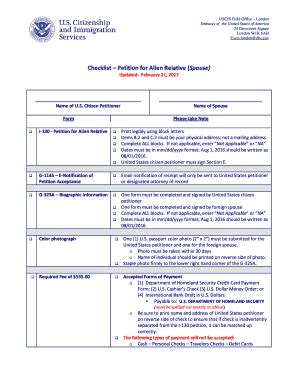 Fillable Online Fillable I 130 Checklist For Alien Spouse Fax Email