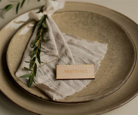 Naamkaartjes Van Hout Tafeldecoratie Liefde Voor Hout