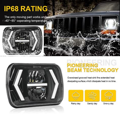 Dot 105w 5x7 7x6 Led Headlight Sealed Hi Lo Beam Halo Drl For Jeep Xj Yj H6054 Ebay