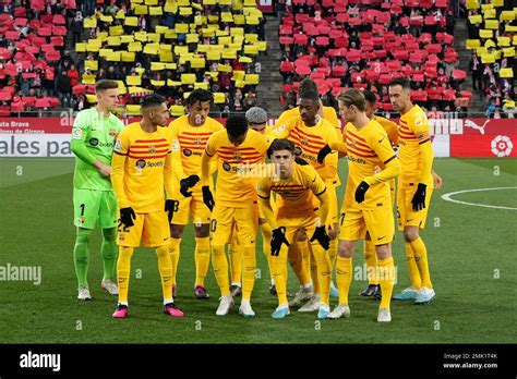 Fc Barcelona Team Group During The La Liga Match Between Girona Fc And