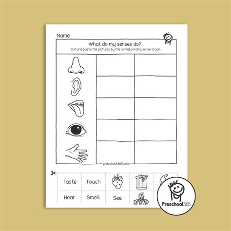 Printable Five Senses Worksheet Preschoolplanet 8ac