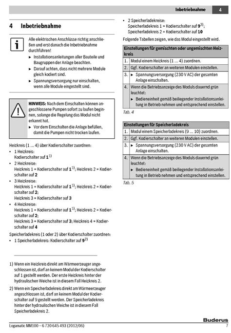 Inbetriebnahme Buderus Logamatic MM100 Installationsanleitung Seite