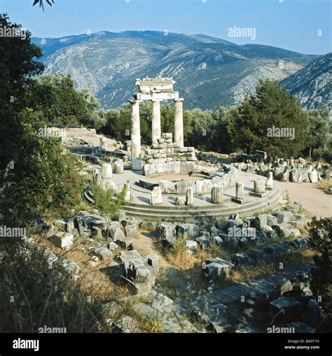 The Tholos Temple of Apollo ruins, Delphi, Greece Stock Photo - Alamy