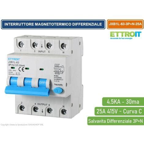 ETTROIT INTERRUTTORE MAGNETOTERMICO DIFFERENZIALE SALVAVITA PER BARRA