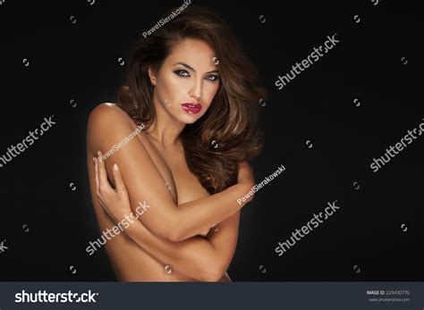 Sexy Beautiful Brunette Woman Posing Naked Stock Photo
