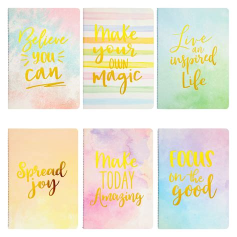 6 Pack Inspirational Notebooks For Women A5 Motivational Soft Cover