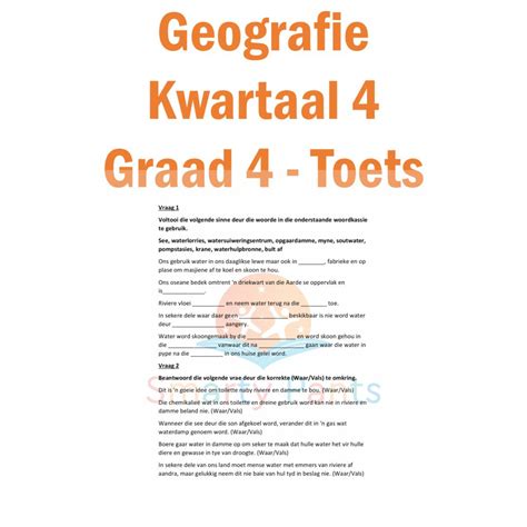 Geografie Graad Kwartaal Toets En Volledige Antwoordblad Memo