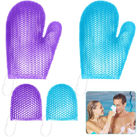 Buy 4 Pcs Honeycomb Exfoliating Scrubber Set Spa Bath Mitt Cells Facial