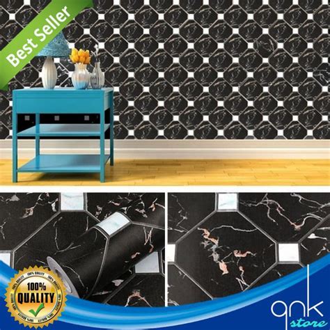 Jual Wallpaper Dinding Motif D Cm X M Granit Hitam Wallpaper