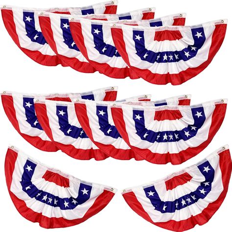 Voeligt 10 Pack Usa Pleated Fan Flag 1 5x3 Feet American