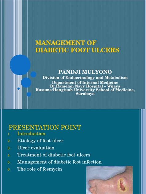 Managementofdiabeticfootulcers 1ppt Ischemia Methicillin