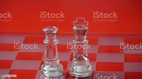 Pieces Of Transparent Chess King And Queen Transparent Chess Figures On