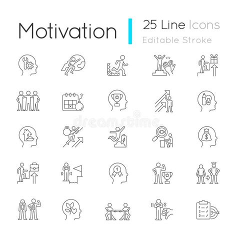 Motivation Linear Icons Set Stock Vector Illustration Of Vector