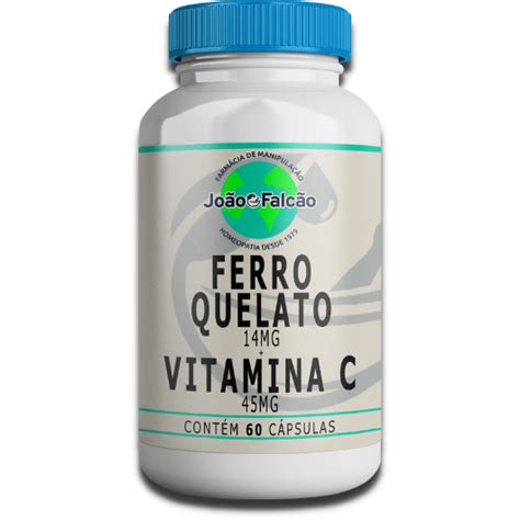 Ferro Quelato 14mg Vitamina C 45mg 60 Cápsulas