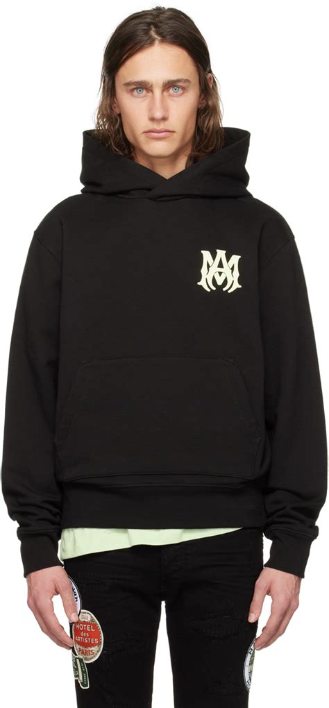 Pull à capuche noir à logo M A AMIRI en solde