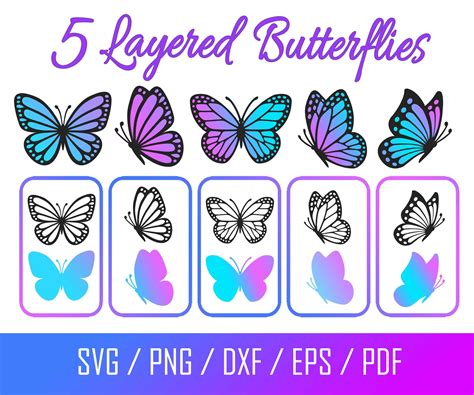 Drawing Illustration Digital Butterfly Bundle SVG Butterfly Files For