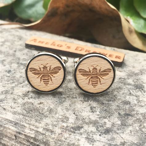 Animal Laser Engraved Cufflinks Bee Wooden Cufflinks Napoleon Bee ...