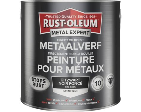 Rust Oleum Metal Expert Metaalverf Direct Op Roest Zijdeglans Ral 9005 Antracietgrijs 25 L