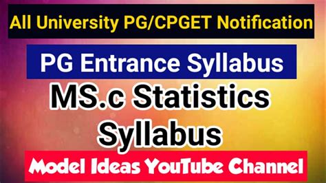 All University PG Notification CPGET Syllabus PG Statistics Syllabus