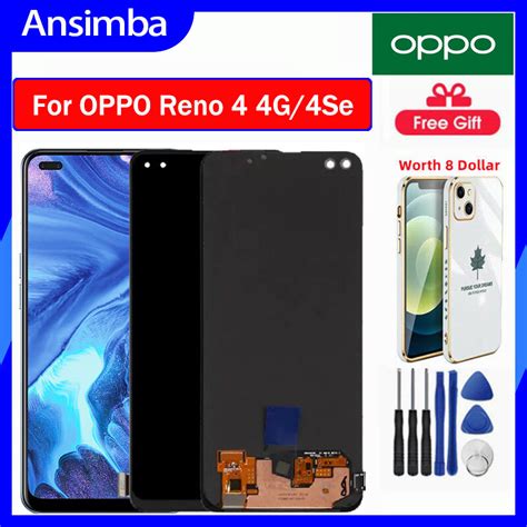 โทรศพทฟร Original AMOLED หนาจอแสดงผลสำหรบ OPPO Reno 4 4G 4SE LCD