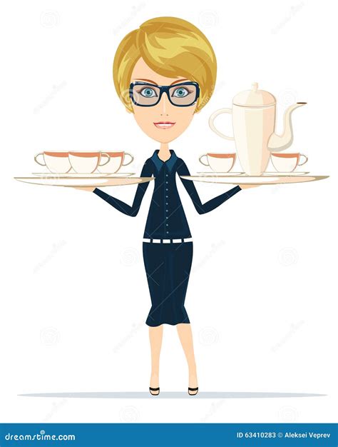 Waitress Serving Coffee Stock Vector Illustration Of Female 63410283