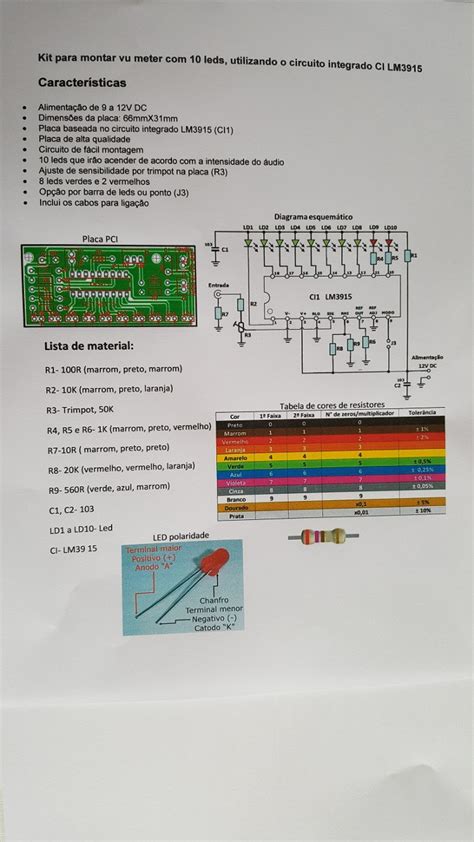 2 Kit Para Montar Vu Meter 10 Leds O Ci Lm3915 R 52 40 Em