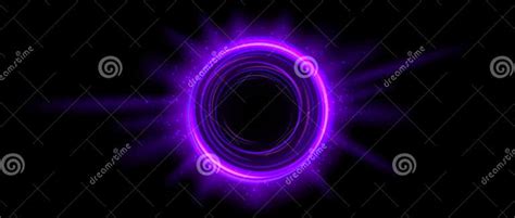 Purple Glowing Portal Concept Neon Hologram Teleport Gate On Black