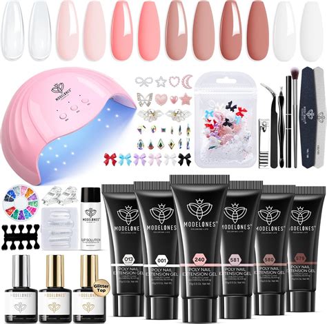 Amazon Rosalind Poly Nail Gel Kit Colors Nail Art Accessories Kit Clear Pink Nude