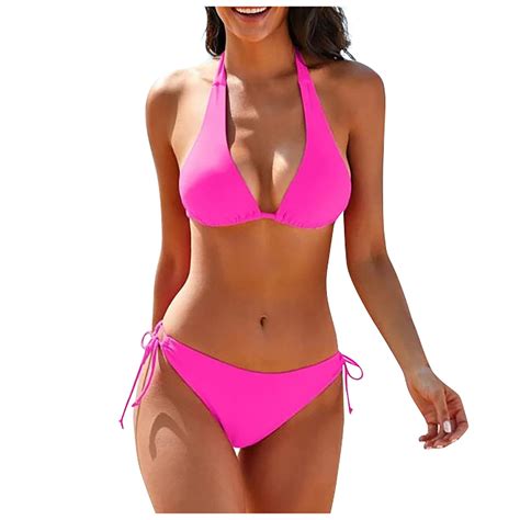 Susanny Womens Brazilian Bikini Set Halter Tie Bikini Top Tie Side