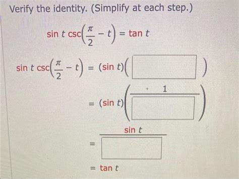 Solved Verify The Identity Simplify At Each Step Chegg