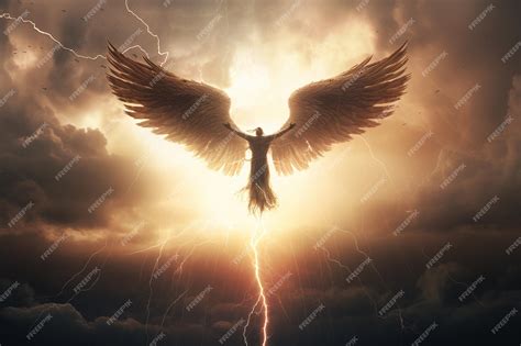 Premium Photo Beautiful Winged Angel Flying Gracefully