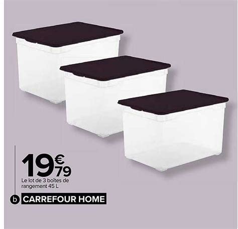 Promo Le Lot De Bo Tes De Rangement L Carrefour Home Chez