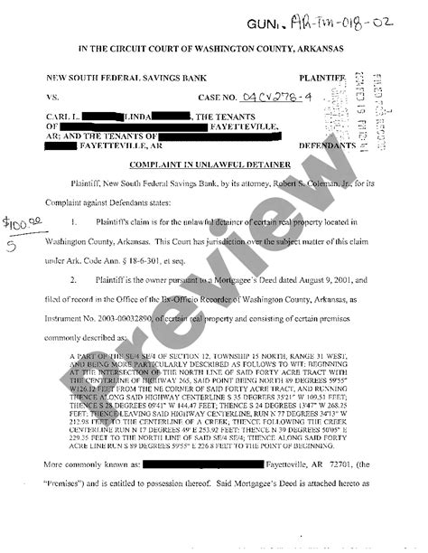 Arkansas Complaint In Unlawful Detainer Unlawful Detainer Us Legal