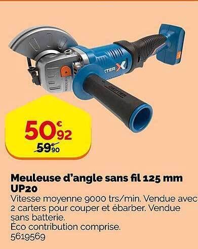 Promo Meuleuse D Angle Sans Fil 125 Mm Up20 Chez Weldom