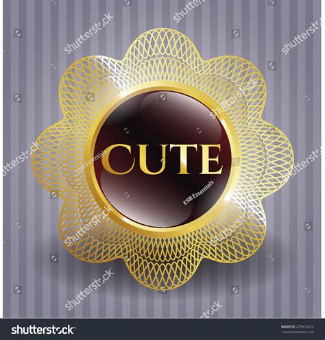 Cute Red Shiny Badge Gold Border Stock Vector Royalty Free 275918222 Shutterstock