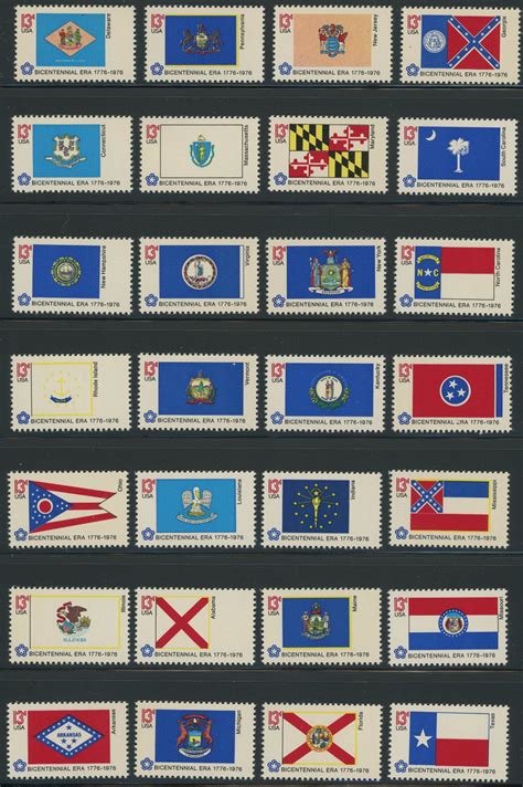 USA 1633 1682 Bicentennial State Flags Full Set Of 50 Singles