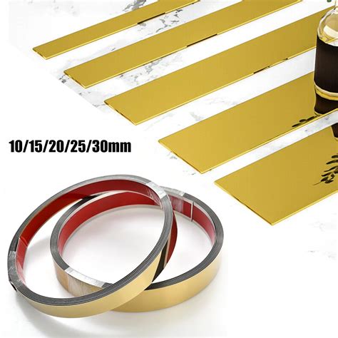 5m Self Adhesive Wall Trim Molding Trim Stainless Steel Bar Mirror Metal Strip Decor Pakasept