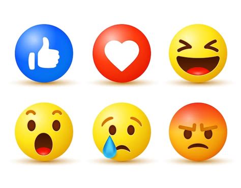 Premium Vector | Facebook reaction emoji set