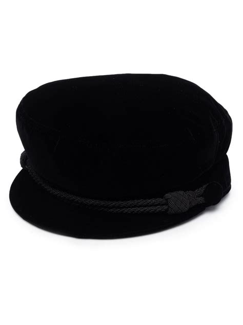 Saint Laurent Casquette De Marin Velvet Hat In Black Modesens