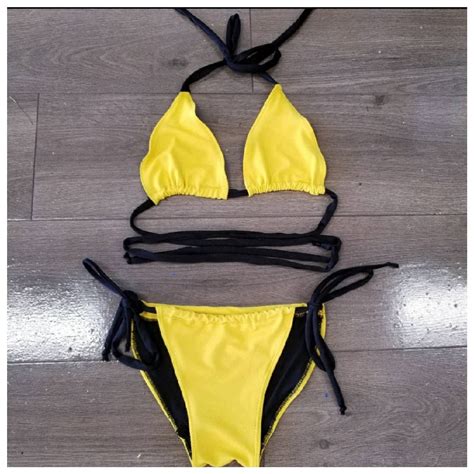 Traje de baño bikini amarillo de 2 piezas Etsy España