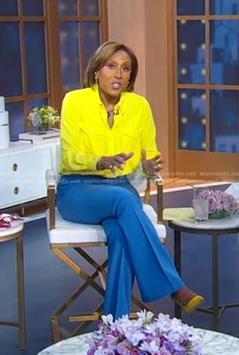 Wornontv Robins Yellow Blouse And Blue Flared Pants On Good Morning America Robin Roberts