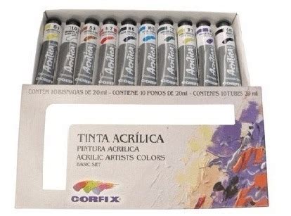 Kit 10 Cores Básicas Tinta Acrílica Corfix 20ml Pintura Tela MercadoLivre