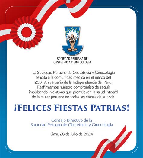 Saludo De Fiestas Patrias Sociedad Peruana De Obstetricia Y Ginecolog A