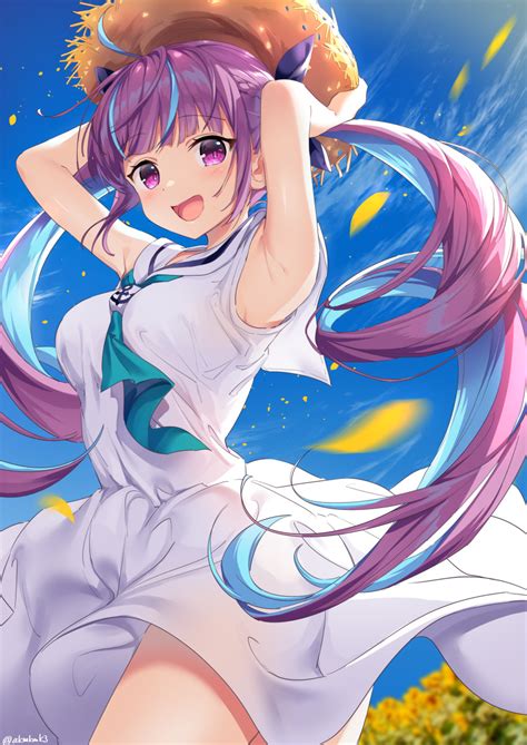 Safebooru 1girl Absurdres Ahoge Aqua Hair Aqua Neckwear Armpits Arms